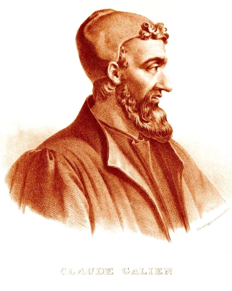 Lithograph portrait of Galen by Pierre-Roch Vigneron, about 1865