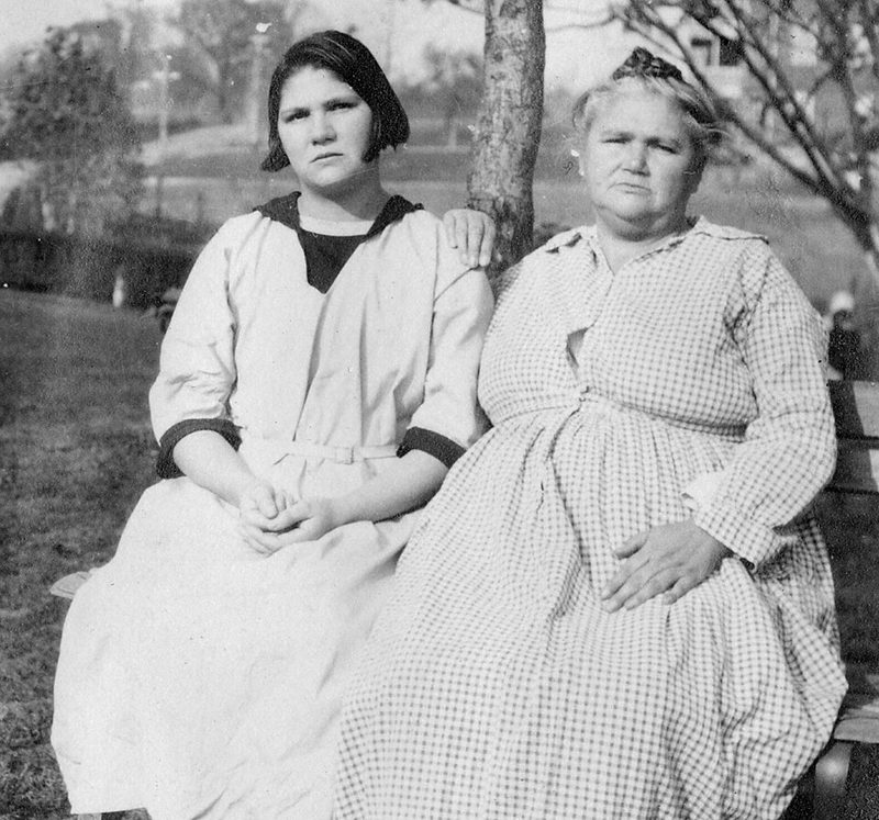 Carrie Buck and her mother Emma at the Virginia Colony, photographed by Arthur Estabrook in 1924