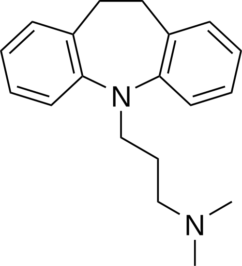Chemical structure of imipramine, the first tricyclic antidepressant
