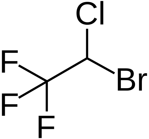 Chemical structure of the anesthetic halothane