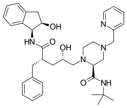 Chemical structure of the protease inhibitor indinavir