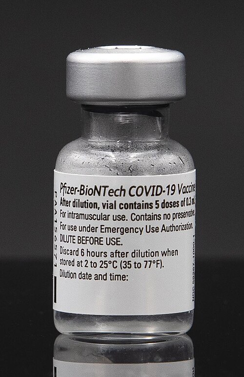 Vial of the Pfizer–BioNTech COVID-19 mRNA vaccine