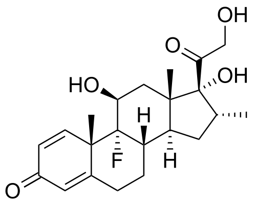 Chemical structure of the corticosteroid dexamethasone