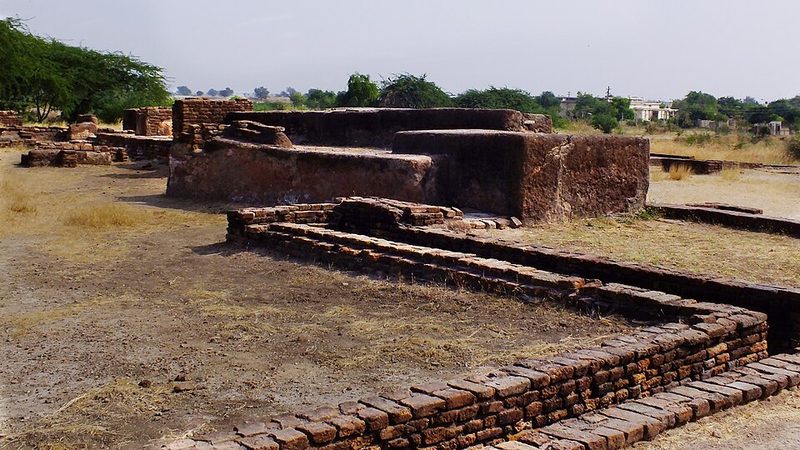 Brick drainage channels in the planned Indus city of Lothal, India