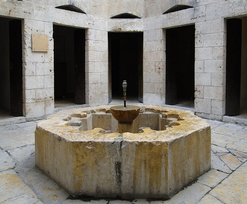 Courtyard fountain of the Bimaristan Arghun, a 14th century hospital in Aleppo, Syria